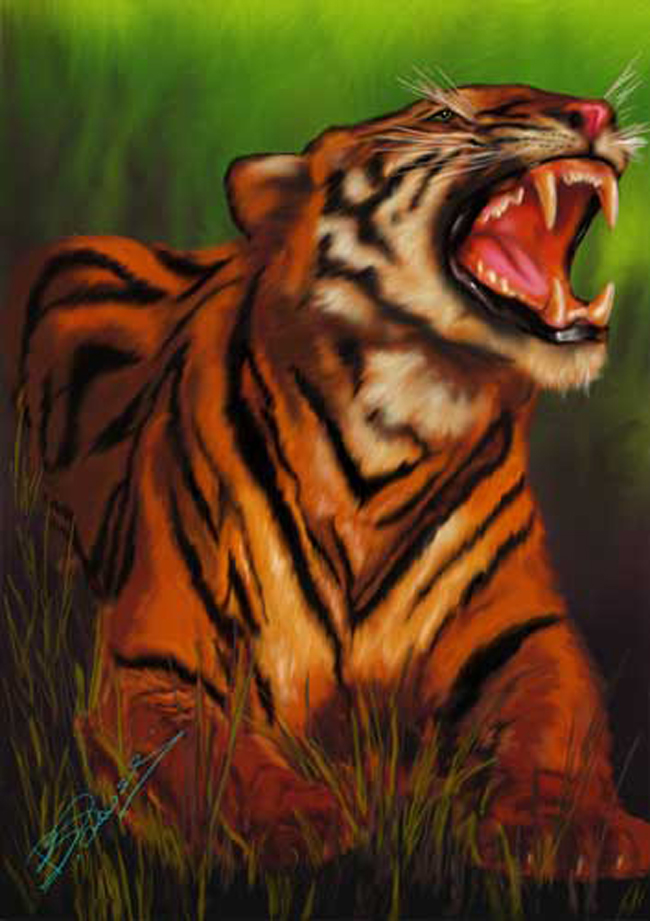 roar painting of tiger