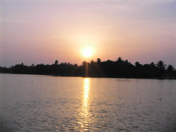 Sunset over Kerala backwaters
